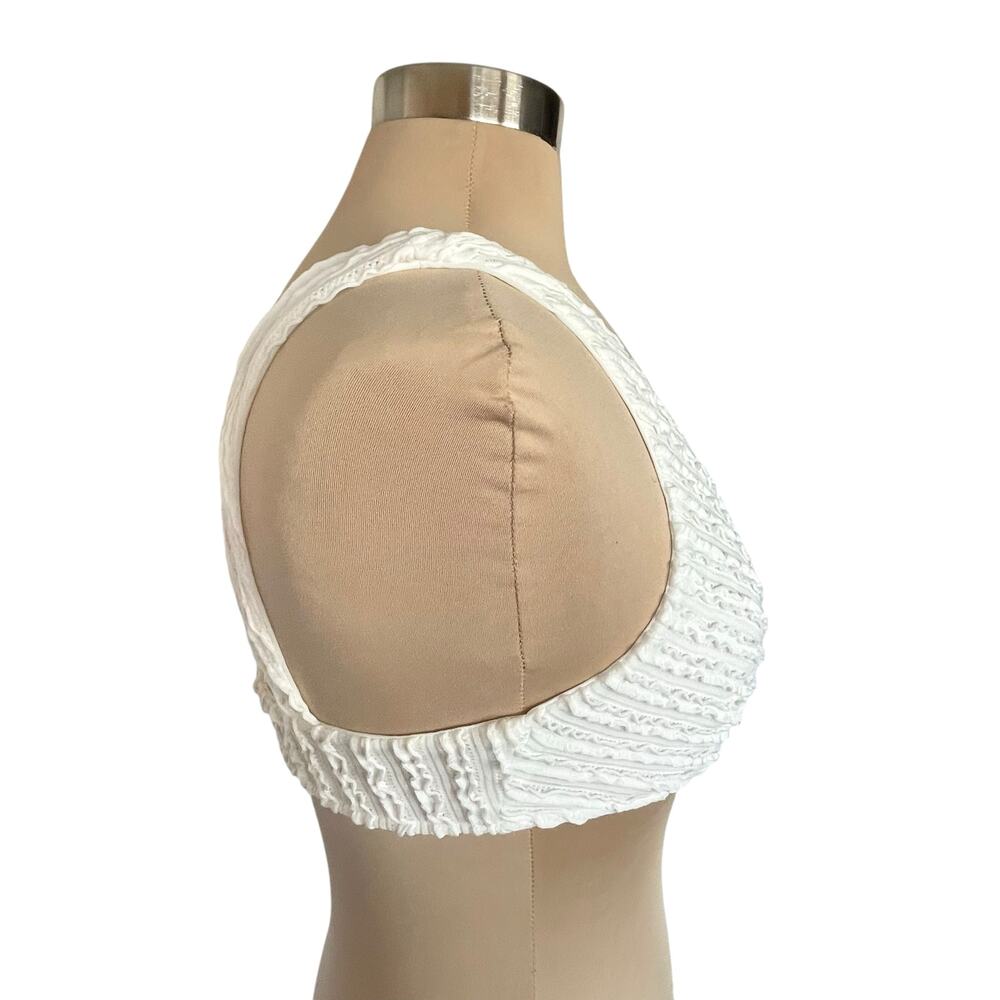 12th Tribe West‎ Coast White Crop Top MED Festival Textured Summer Vacation Glam - Picture 4 of 9